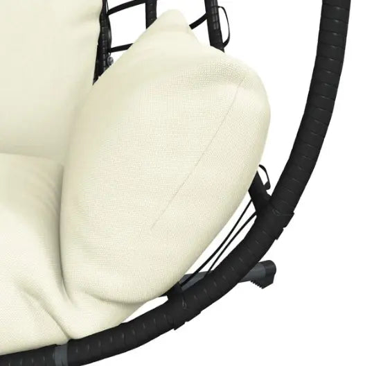 Chaise Œuf Suspendue en Rotin Naturel & Acier Anthracite | Pivotante, Poignées & Coussins Inclus Flottea