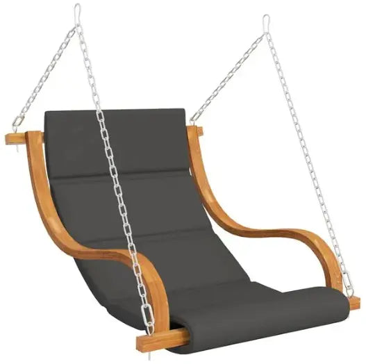 Balancelle en Bois Massif Finition Teck | Coussin Crème & Chaînes Inclus, Sans Cadre Flottea