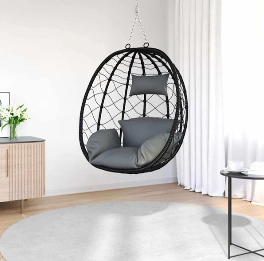 Fauteuil Œuf Suspendu Design Noir