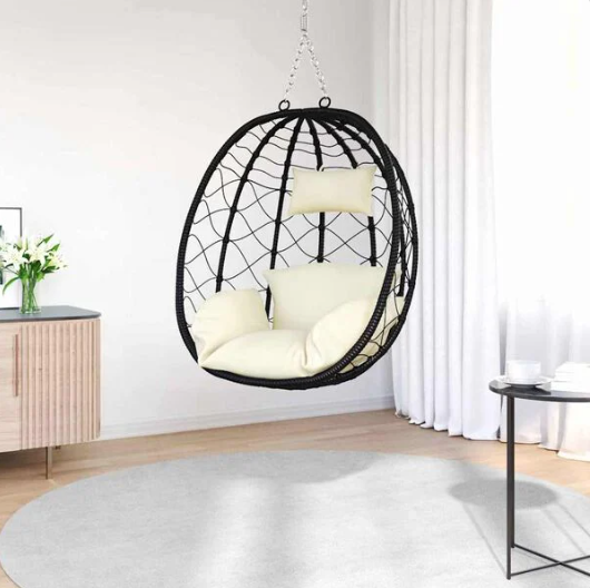 Fauteuil Œuf Suspendu Design Noir
