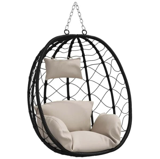 Fauteuil Œuf Suspendu Design Noir