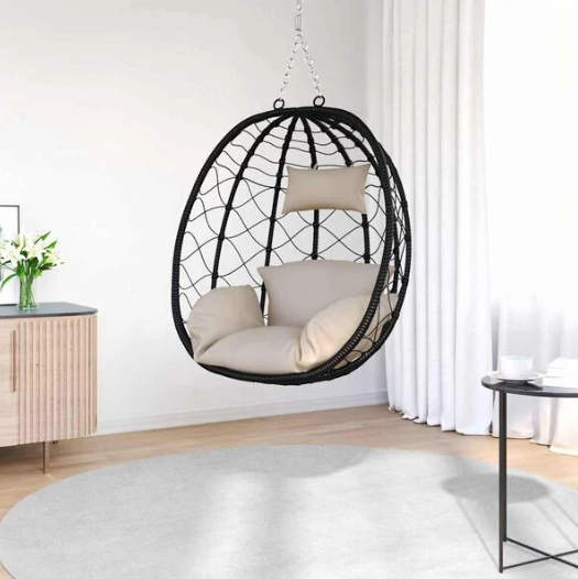 Fauteuil Œuf Suspendu Design Noir