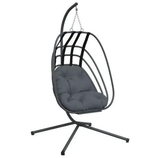 Chaise Œuf Suspendue Pivotante en Polypropylène Anthracite | Design Minimaliste 3 Ceintures Flottea
