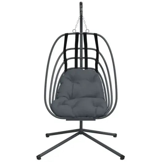 Chaise Œuf Suspendue Pivotante en Polypropylène Anthracite | Design Minimaliste 3 Ceintures Flottea
