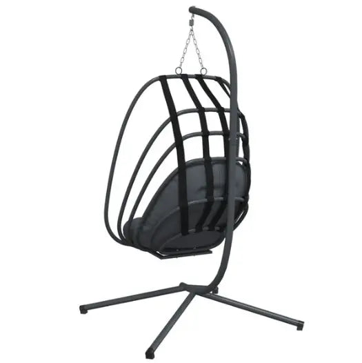 Chaise Œuf Suspendue Pivotante en Polypropylène Anthracite | Design Minimaliste 3 Ceintures Flottea