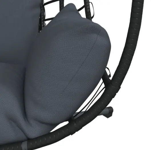 Chaise Œuf Suspendue en Rotin Naturel & Acier Anthracite | Pivotante, Poignées & Coussins Inclus Flottea