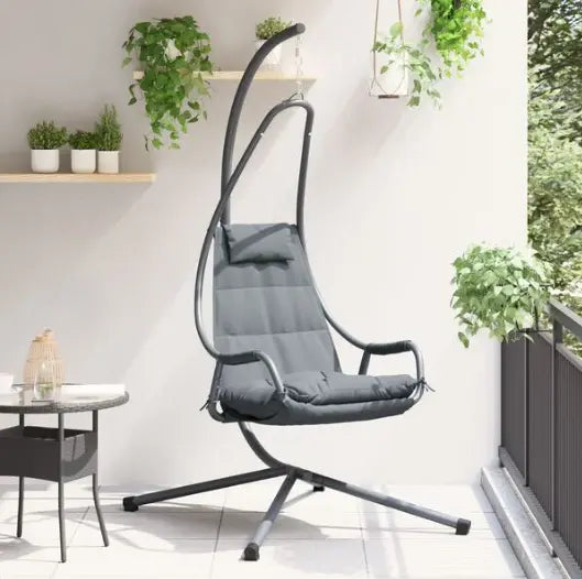 Fauteuil Œuf Suspendu avec Support Acier Beige | Pliable, Coussin Inclus, Intérieur & Extérieur Flottea