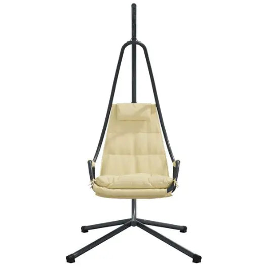 Fauteuil Œuf Suspendu avec Support Acier Beige | Pliable, Coussin Inclus, Intérieur & Extérieur Flottea