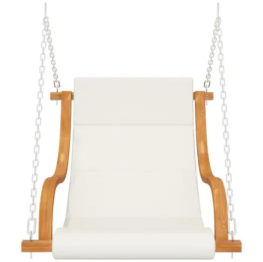 Balancelle en Bois Massif Finition Teck | Coussin Crème & Chaînes Inclus, Sans Cadre Flottea