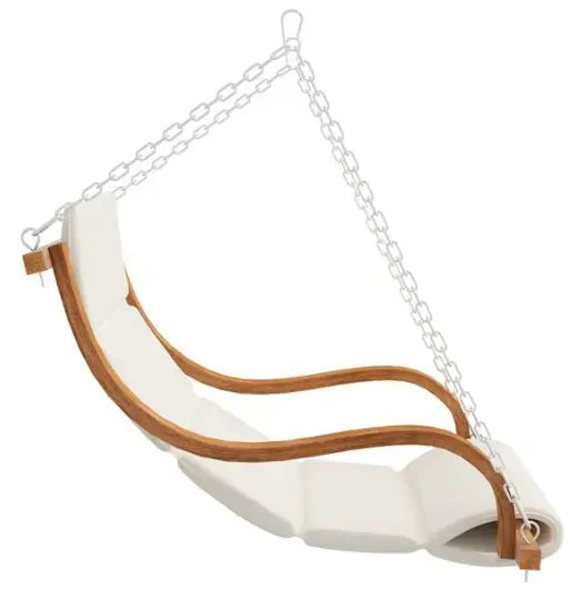 Balancelle en Bois Massif Finition Teck | Coussin Crème & Chaînes Inclus, Sans Cadre Flottea