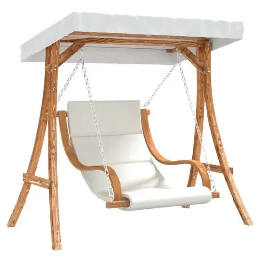 Chaise Balançoire avec Auvent & Coussin en Bois d'Épicéa | Cadre Inclus, Finition Teck Flottea