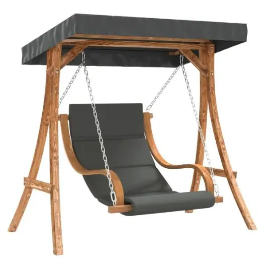 Chaise Balançoire avec Auvent & Coussin en Bois d'Épicéa | Cadre Inclus, Finition Teck Flottea