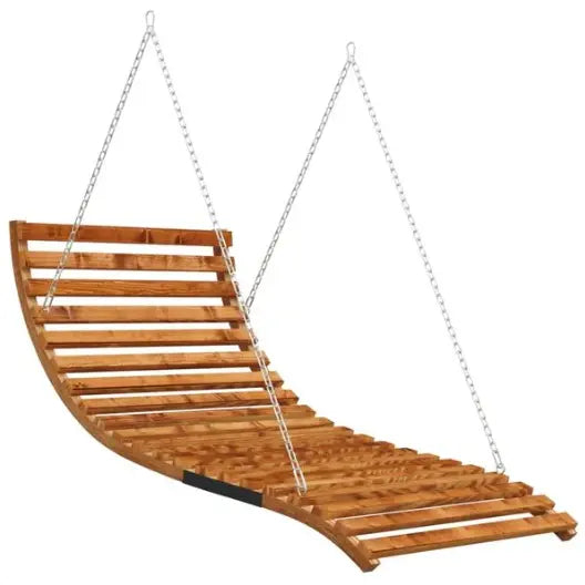 Lit Balançoire avec Auvent en Bois d'Épicéa Finition Teck | Cadre Inclus, Anti-UV Flottea