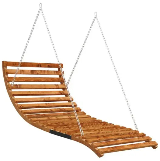 Lit Balançoire avec Auvent en Bois d'Épicéa Finition Teck | Cadre Inclus, Anti-UV Flottea