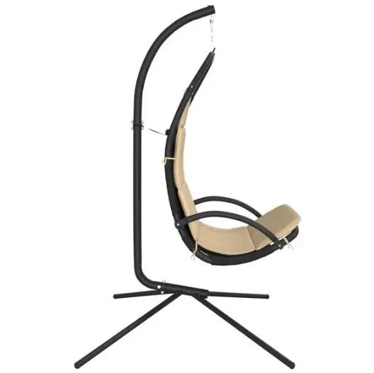 Chaise Balançoire Jardin en Tissu Oxford & Acier | Coussin Gris Foncé, Ergonomique Flottea