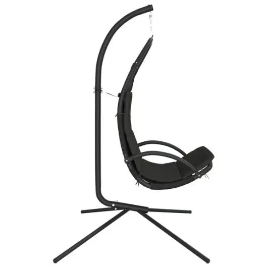 Chaise Balançoire Jardin en Tissu Oxford & Acier | Coussin Gris Foncé, Ergonomique Flottea