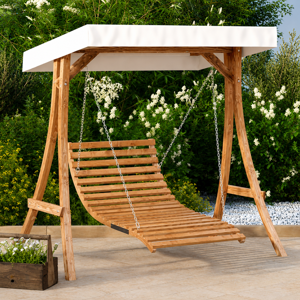 Lit Balançoire en Bois d'Épicéa | Cadre Inclus, Anti-UV Flottea